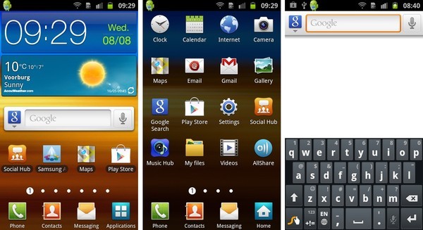 Touchwhiz UI interface Galaxy S Advance