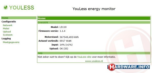 Youless LS110 webinterface