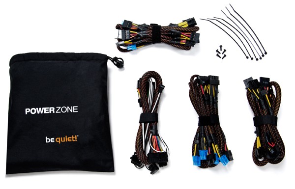De be quiet! Power Zone voedingen worden zeer compleet geleverd, met volledig gesleevede kabels.