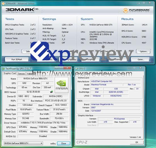 nVidia 9800GTX scoort 14014 punten in 3Dmark06