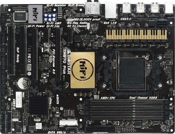 Biostar TA970 Plus moederbord met piano-heatsink - Hardware Info