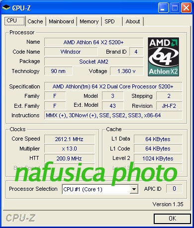 Athlon 64 5200+ CPU-Z Athlon 64 5200+ CPU-Z