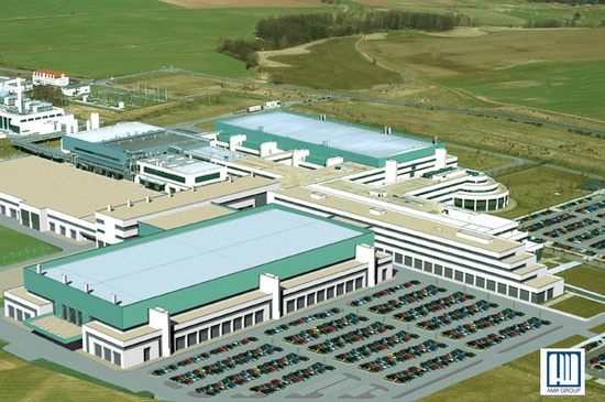 3D render van de nieuwe fabriek in Dresden