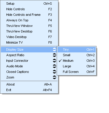 Het contextmenu van de TV-software