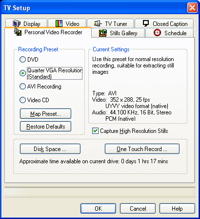 TV Setup - Personal Video Recorder