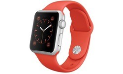 Apple Watch 38mm Silver Aluminium Case, Orange Sport Band