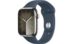 Apple Watch Series 9 GPS + Cellular 45mm RVS Silver Sport Band Blue (M/L)