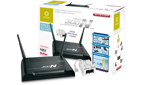 Sitecom WL-313 Wireless ADSL 2+ Modem Router 300N with splitter