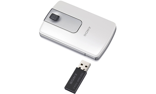Sony Slim Wireless Optical Mouse with Built-in Storage for USB Receiver White