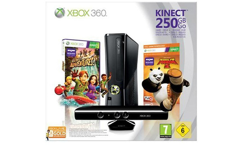 Microsoft Xbox 360 250GB + Kinect Adventures + Kung Fu Panda 2