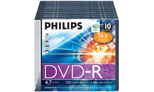 Philips DVD-R 16x 10pk Slim Case