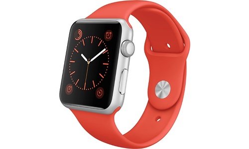Apple Watch 42mm Silver Aluminium Case, Orange Sport Band