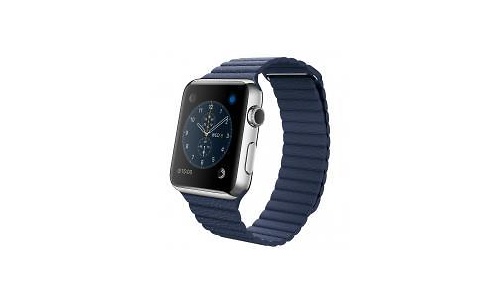 Apple Watch 42mm Stainless Steel Case, Midnight Blue Leather Loop