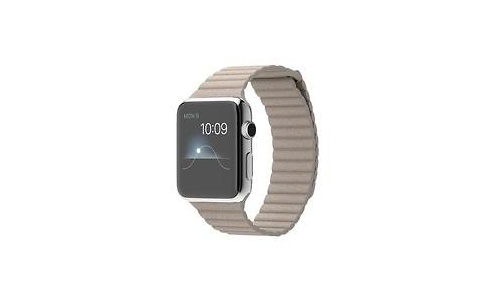 Apple Watch 42mm Stainless Steel Case, Stone Leather Loop, M
