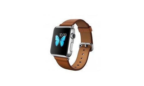 Apple Watch 38mm Stainless Steel Case, Saddle Brown Classic Buckle