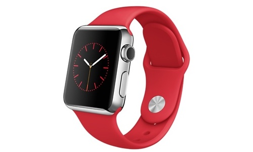 Apple Watch 38mm Stainless Steel Case, Red Sport Band