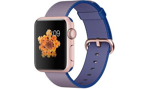 Apple Watch Sport 38mm Rose Gold Aluminium Case Royal Blue Woven Nylon