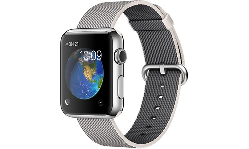 Apple Watch 42mm Stainless Steel Case, Pearl Woven Nylon