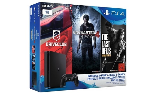 Sony PlayStation 4 Slim 1TB + Uncharted 4 + Driveclub