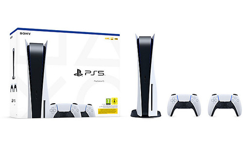 Sony PlayStation 5 Console + 2 PS5 DualSense Wireless Controllers White