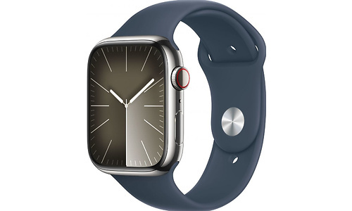 Apple Watch Series 9 GPS + Cellular 45mm RVS Silver Sport Band Blue (M/L)