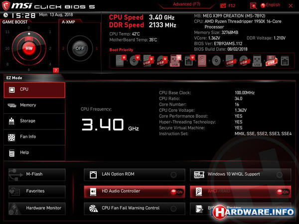 MSI MEG X399 Creation